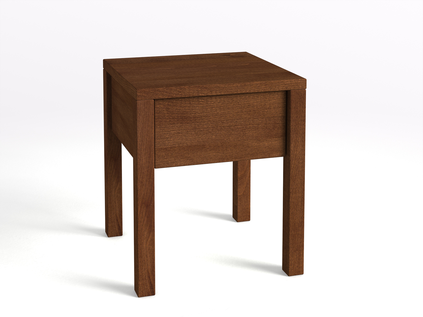Nachttisch Buche Dunkel „Sven“ in Komforthöhe, mit Lade und Griff Grifflos