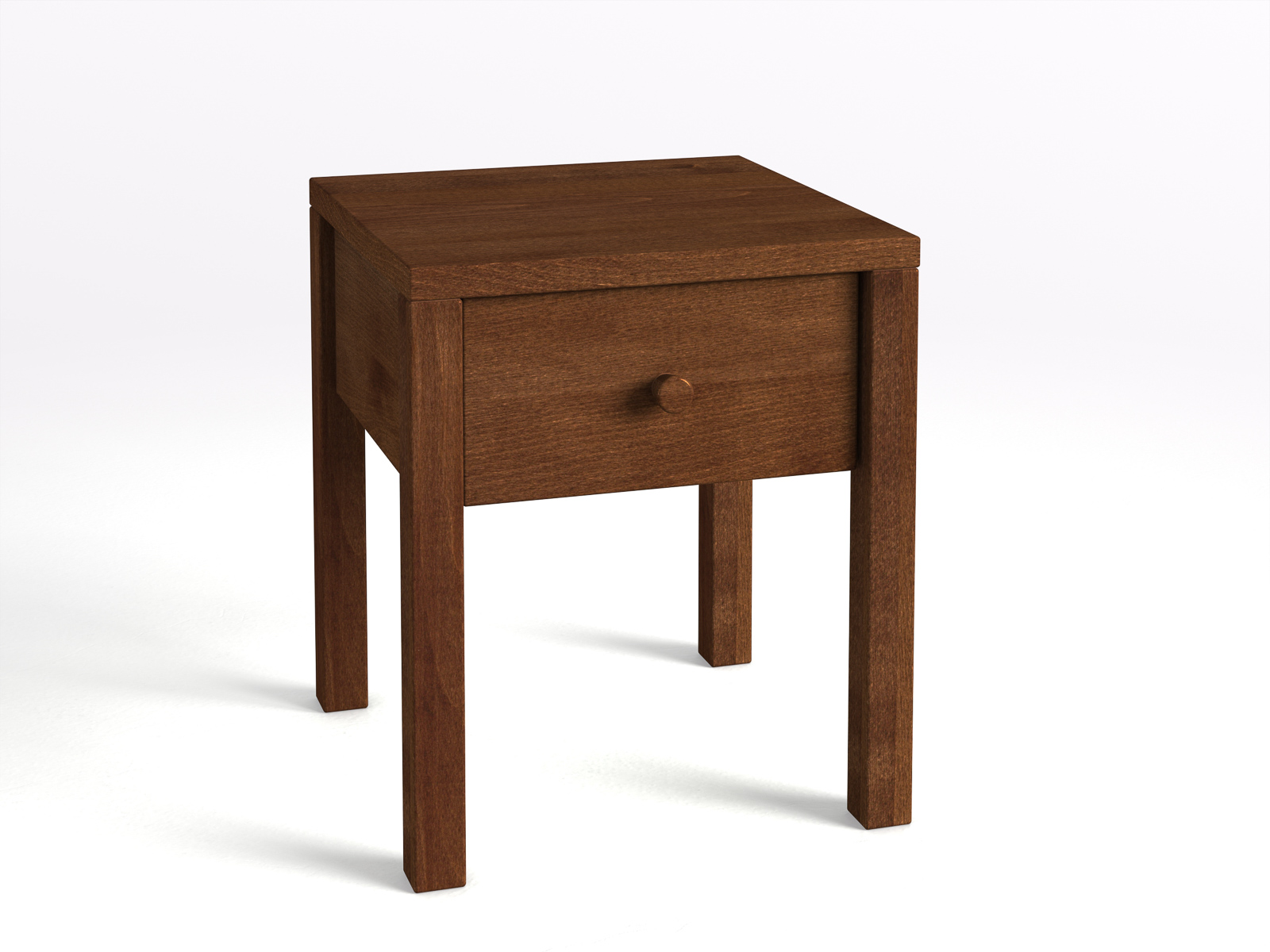 Nachttisch Buche Dunkel „Sven“ in Komforthöhe, mit Lade und Griff Kasper