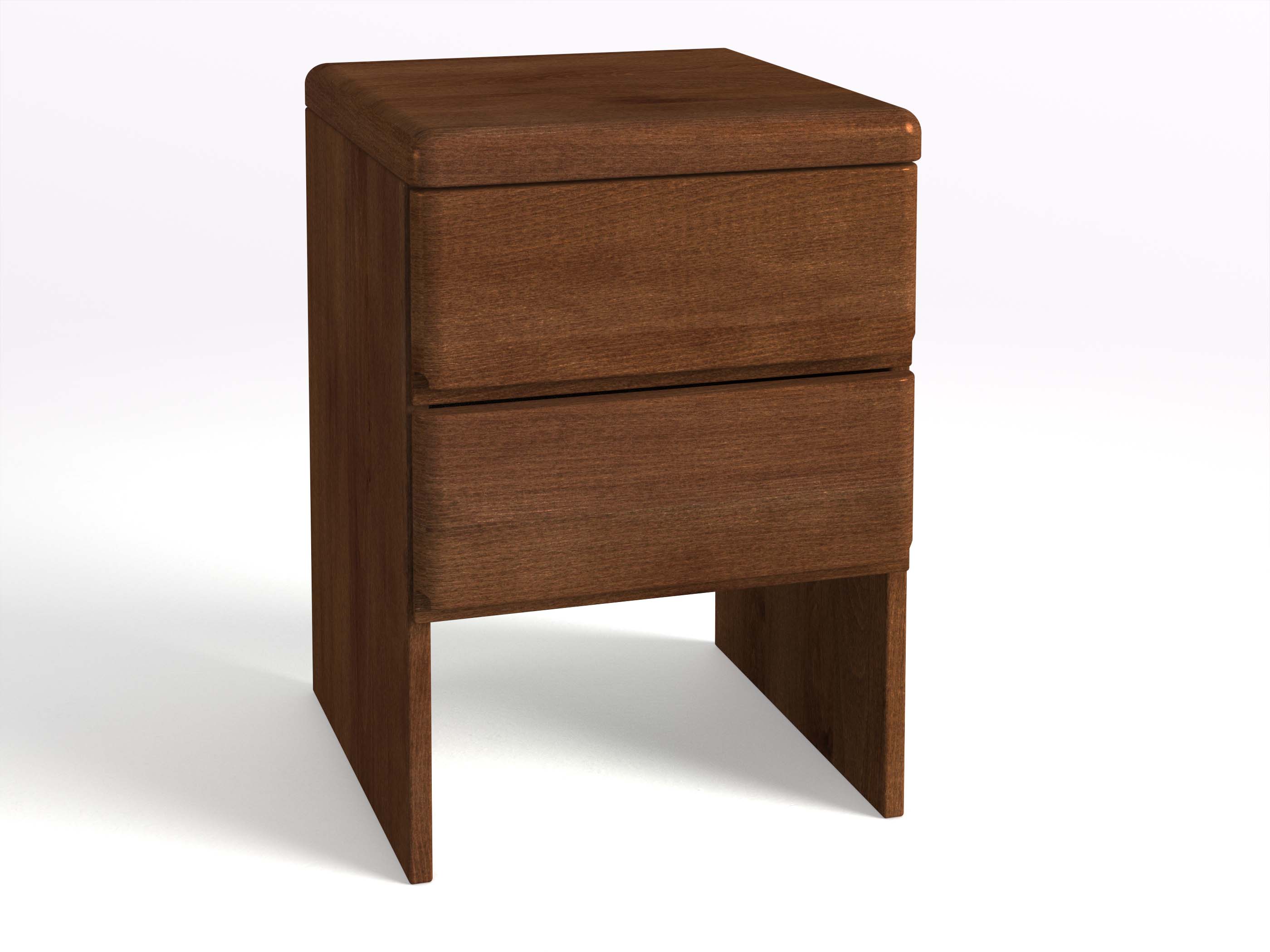 Nachttisch „Tom“ aus Kernbuche Dunkel in Boxspringhöhe, mit zwei Schubladen