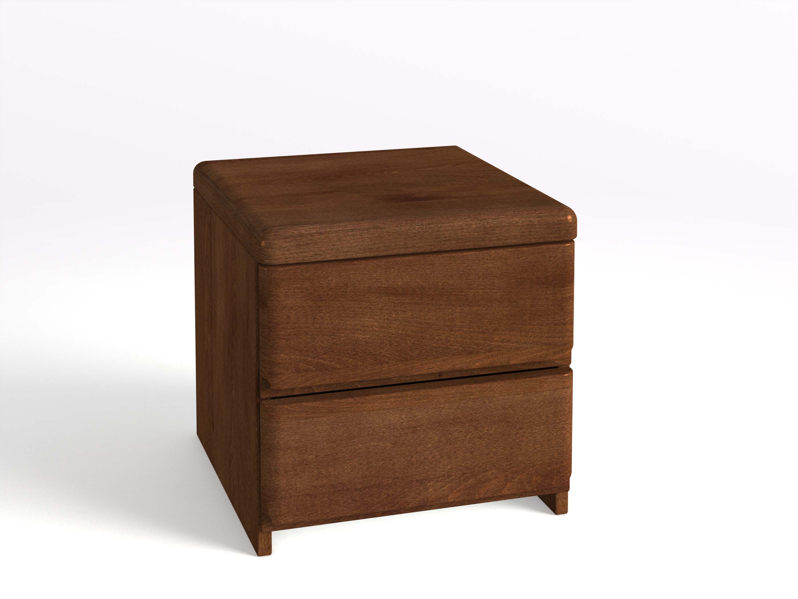 Nachttisch „Tom“ aus Kernbuche Dunkel in Standardhöhe, mit zwei Schubladen