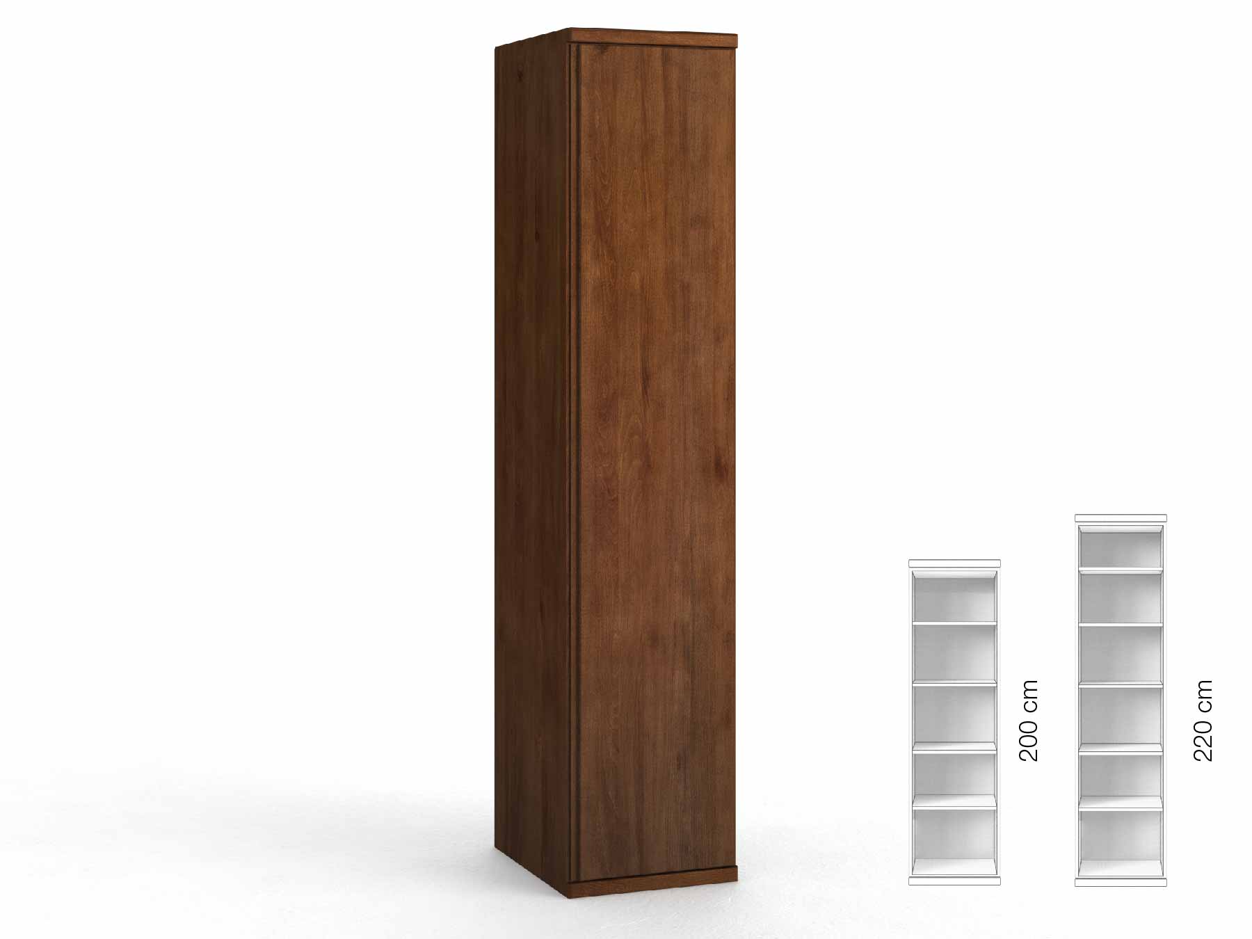 Buchenschrank Dunkel „Valentin“, 1-türig, Höhe 220 cm, Griffausführung „Patrizia“, Inneneinrichtung: B, Türanschlag rechts