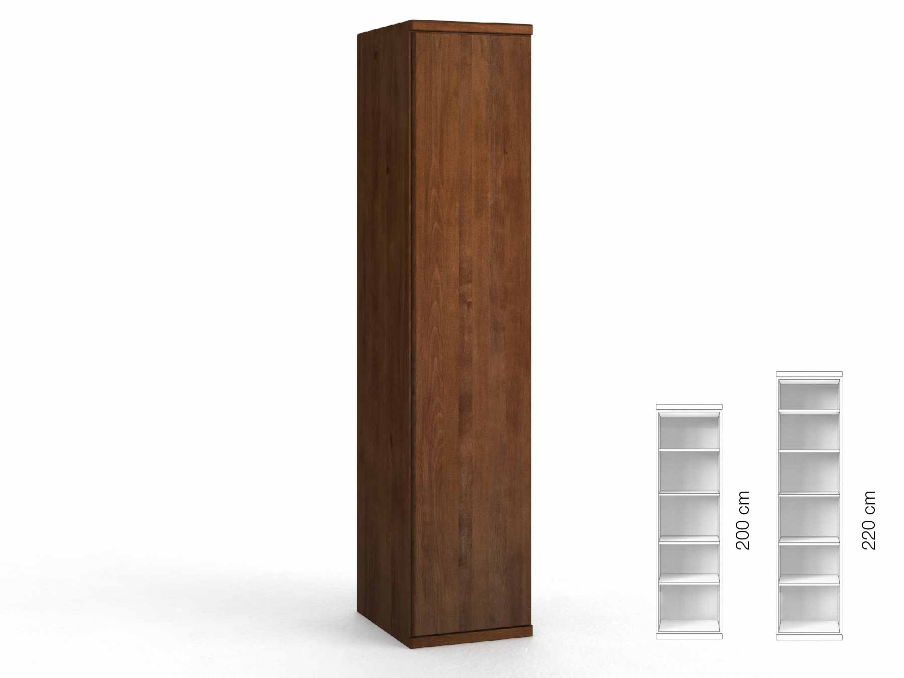 Buchenschrank Dunkel „Valentin“, 1-türig, Höhe 220 cm, Griffausführung „Lukas“, Inneneinrichtung: B, Türanschlag links