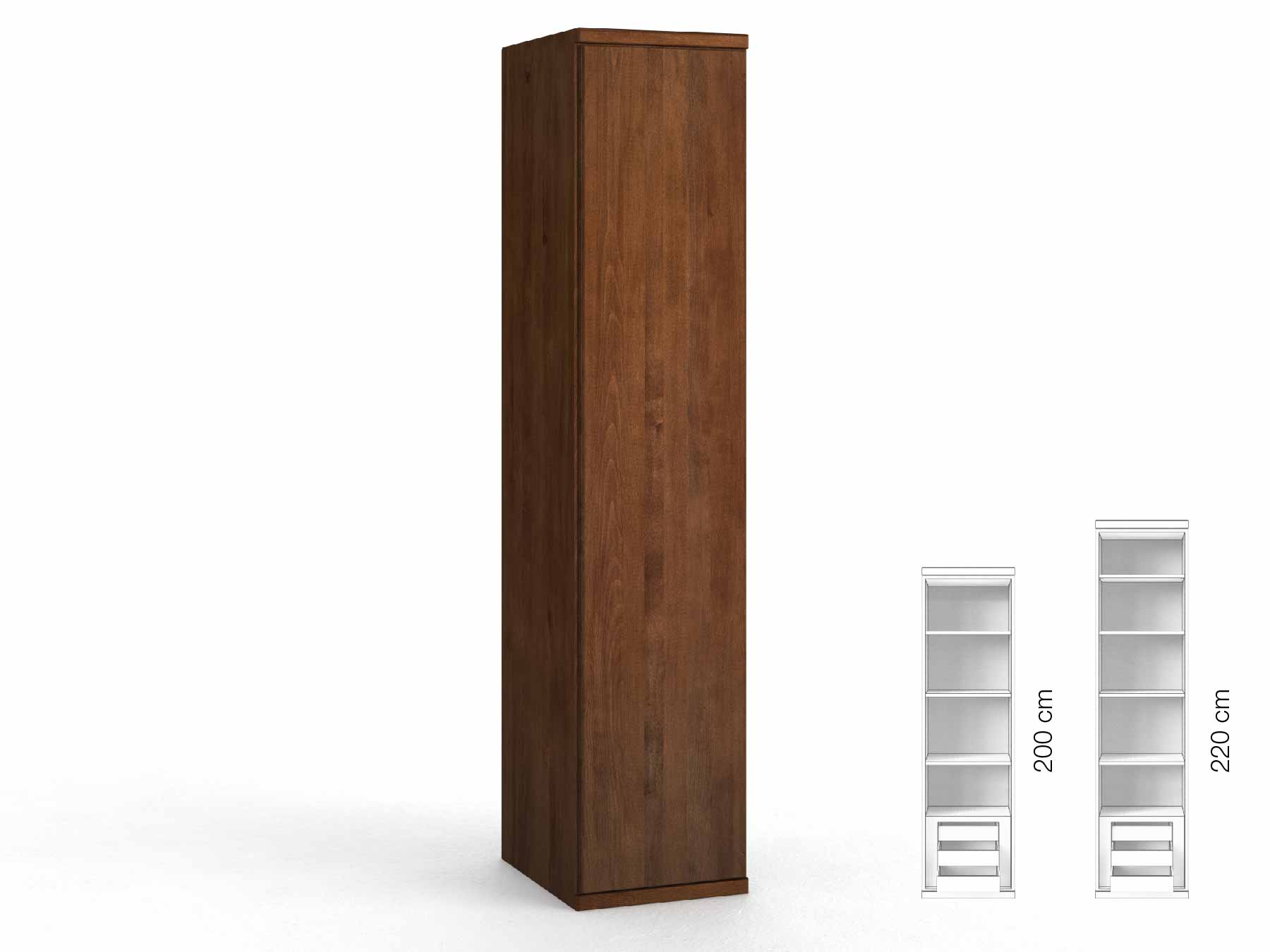 Buchenschrank Dunkel „Valentin“, 1-türig, Höhe 220 cm, Griffausführung „Lukas“, Inneneinrichtung: C, Türanschlag links