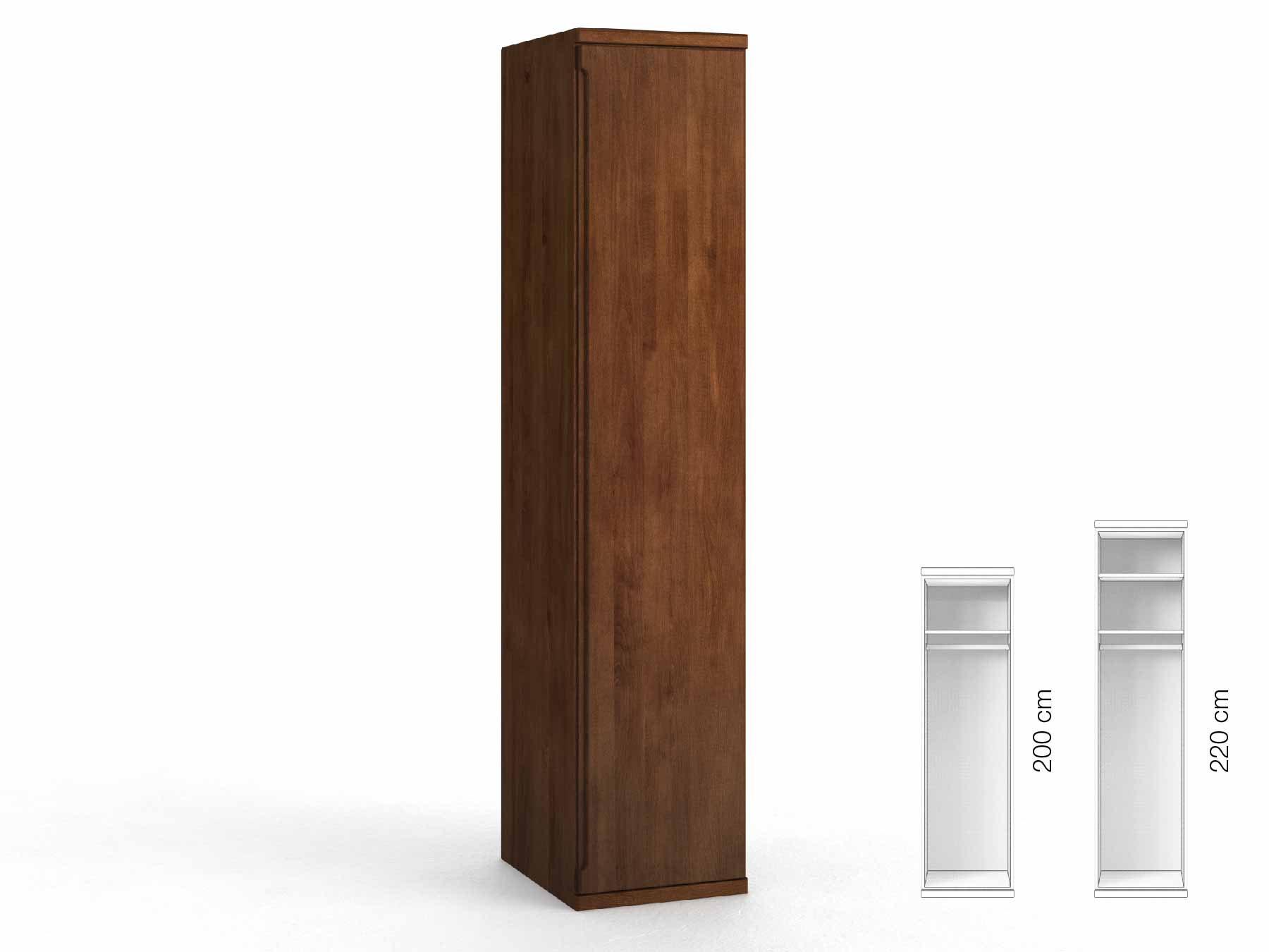 Buchenschrank Dunkel „Valentin“, 1-türig, Höhe 220 cm, Griffausführung „Lukas“, Inneneinrichtung: A, Türanschlag rechts