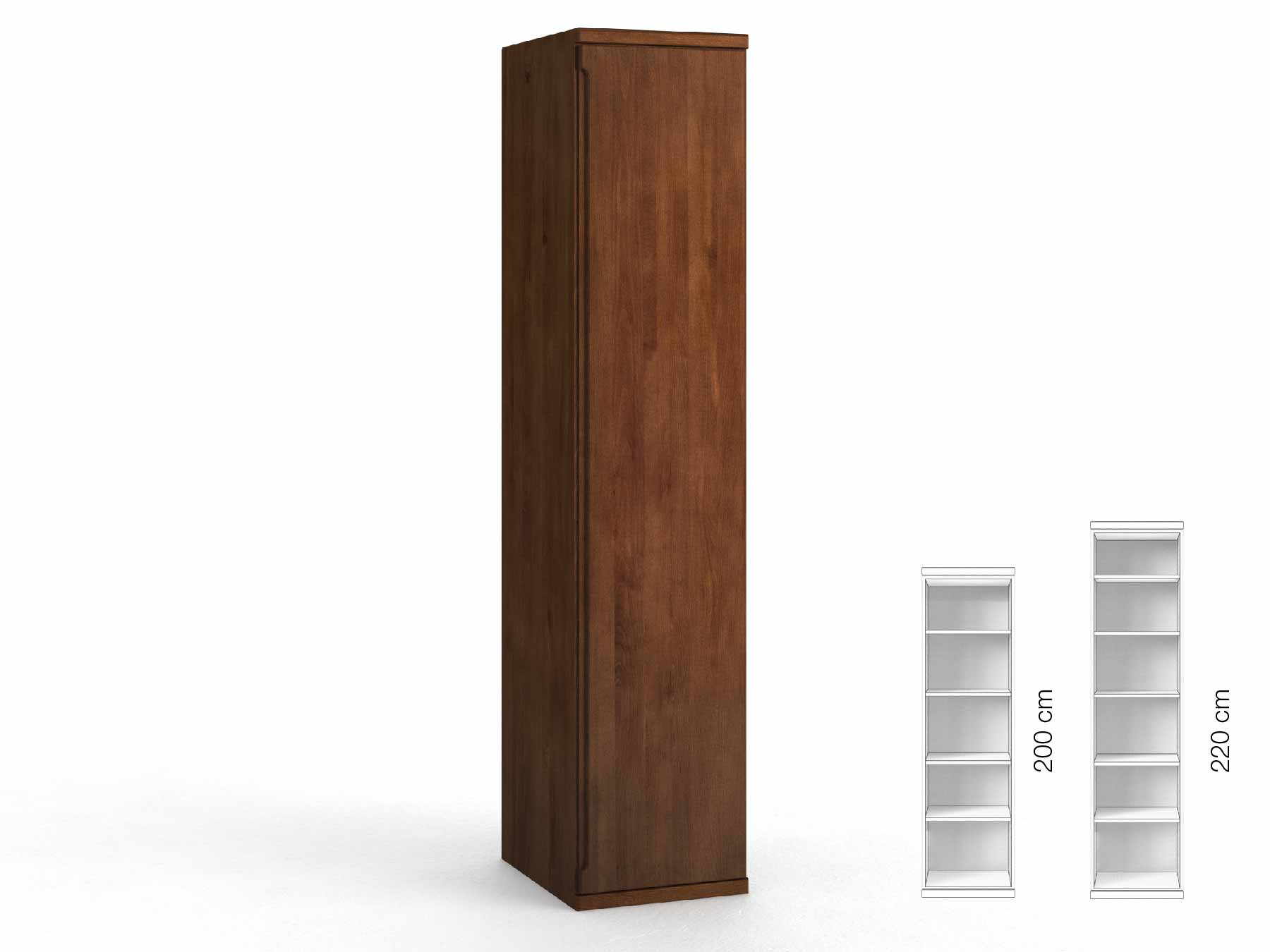 Buchenschrank Dunkel „Valentin“, 1-türig, Höhe 220 cm, Griffausführung „Lukas“, Inneneinrichtung: B, Türanschlag rechts