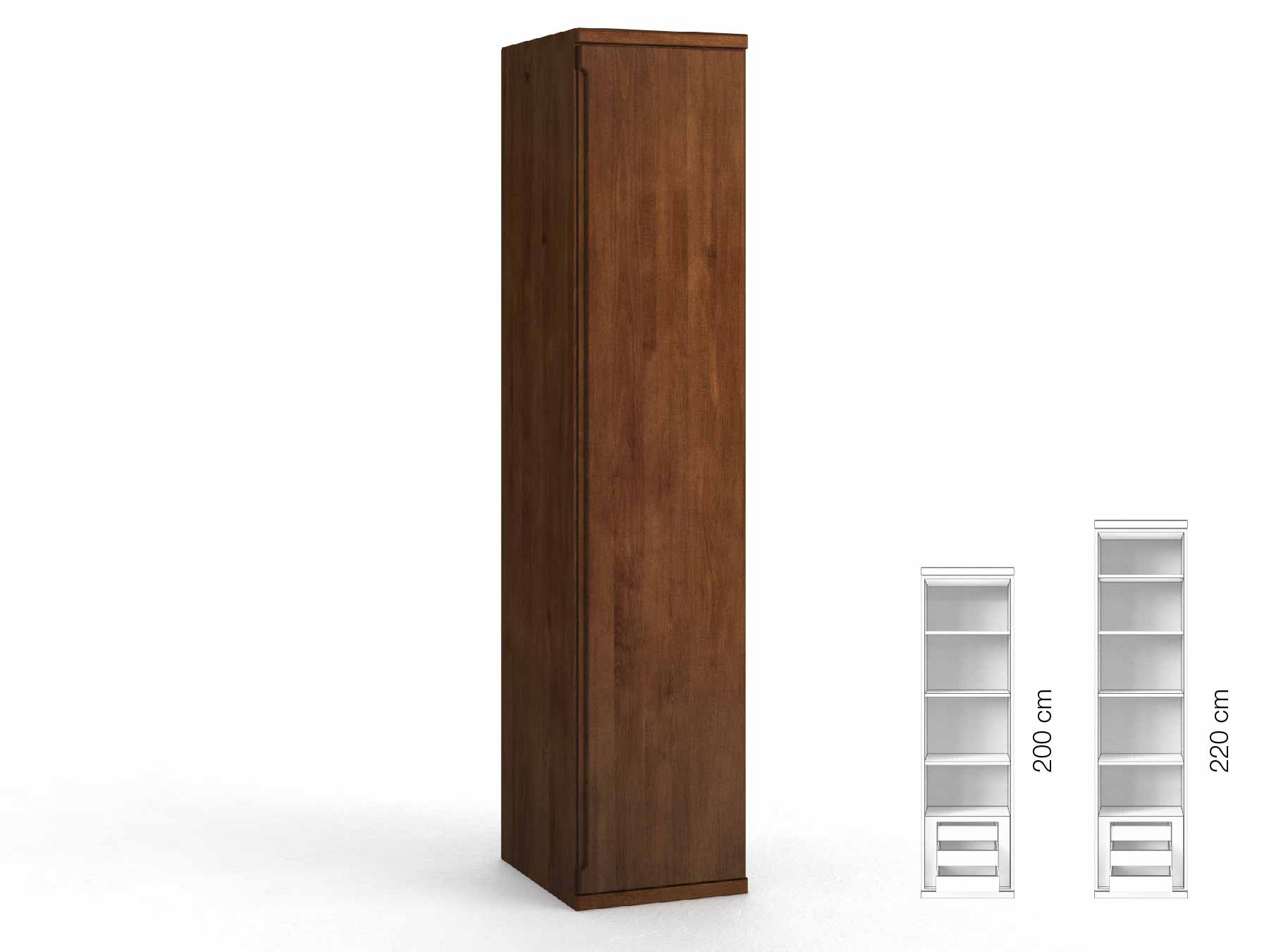 Buchenschrank Dunkel „Valentin“, 1-türig, Höhe 220 cm, Griffausführung „Lukas“, Inneneinrichtung: C, Türanschlag rechts