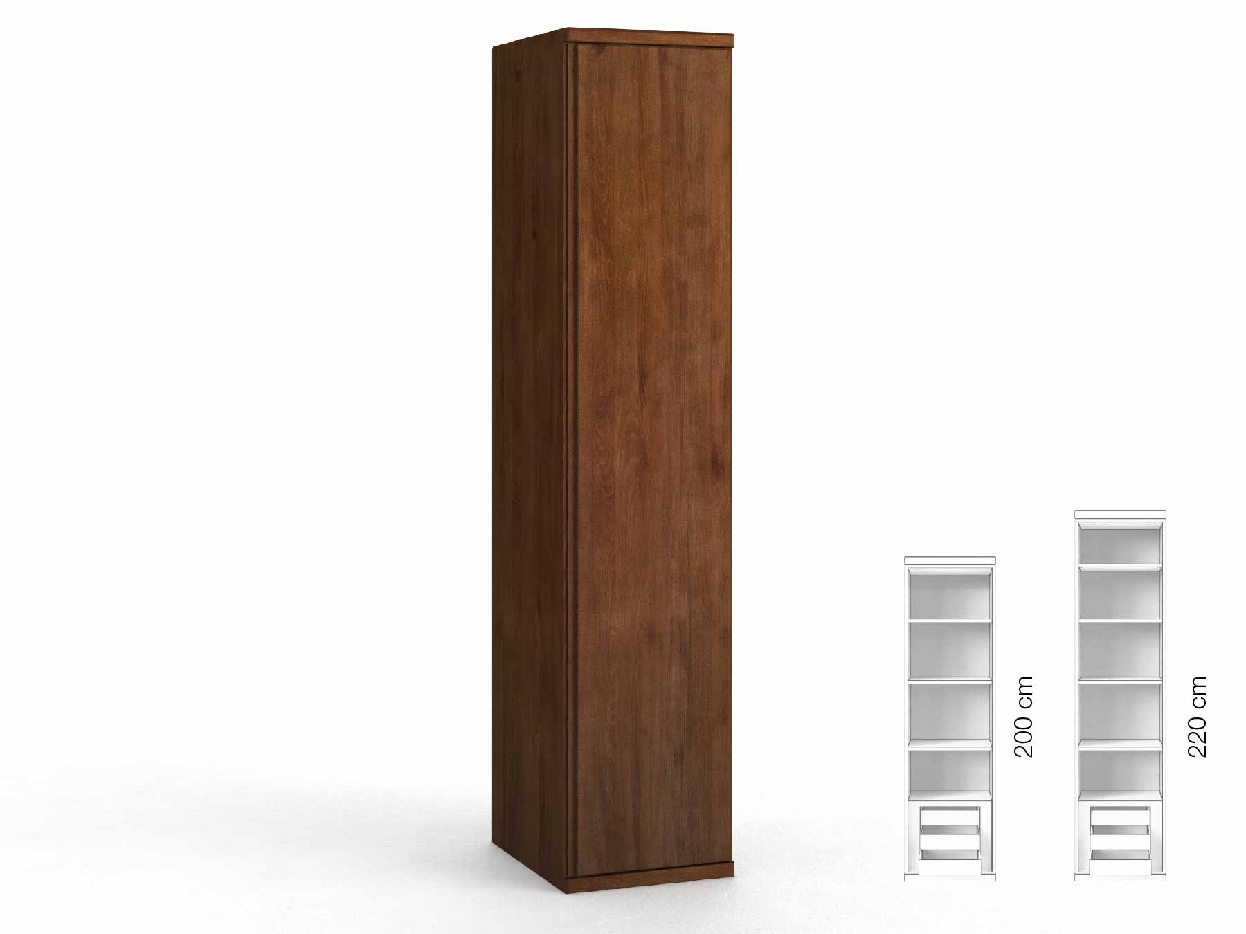 Buchenschrank Dunkel „Valentin“, 1-türig, Höhe 220 cm, Griffausführung „Patrizia“, Inneneinrichtung: C, Türanschlag rechts