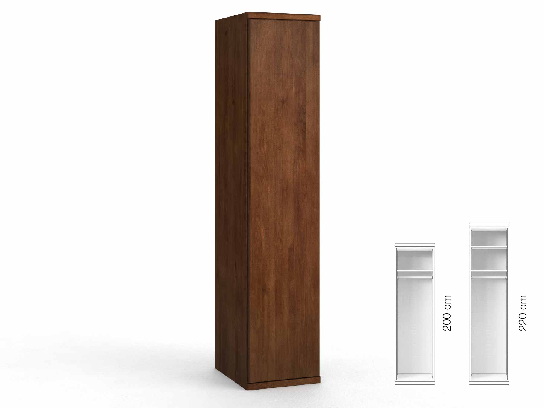 Buchenschrank Dunkel „Valentin“, 1-türig, Höhe 220 cm, Griffausführung „Patrizia“, Inneneinrichtung: A, Türanschlag links