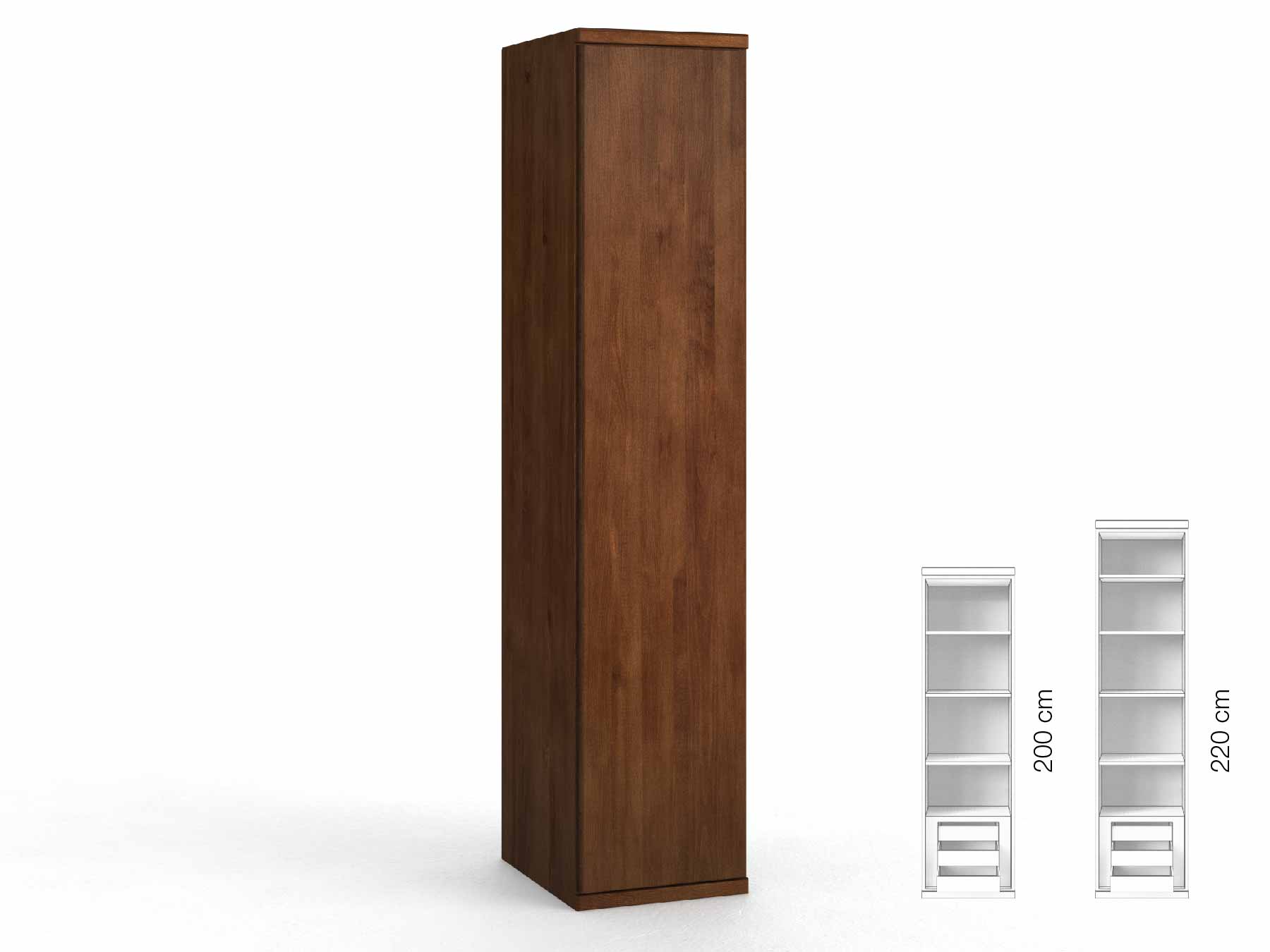 Buchenschrank Dunkel „Valentin“, 1-türig, Höhe 220 cm, Griffausführung „Patrizia“, Inneneinrichtung: C, Türanschlag links