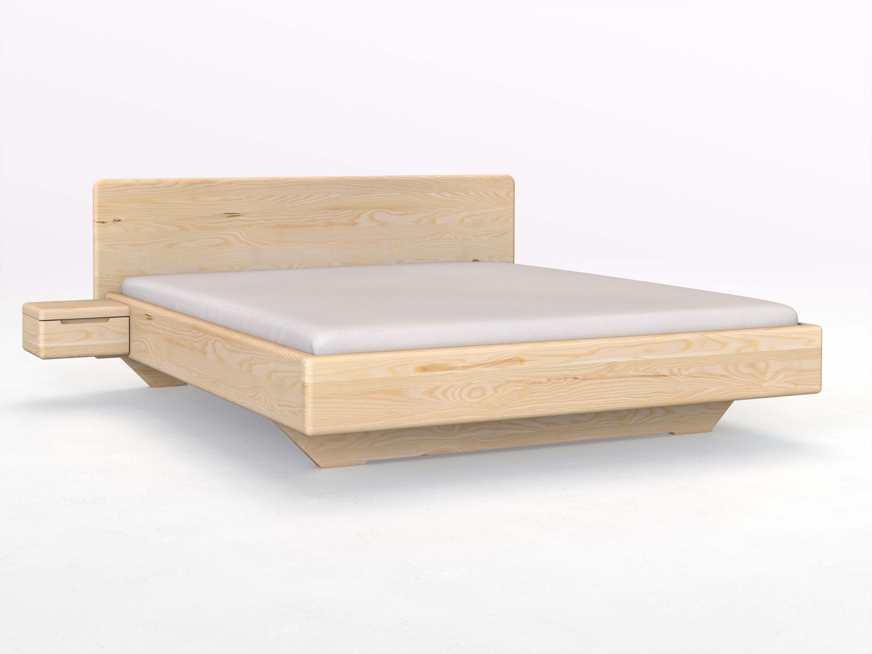 Eschenbett „Valentina“ in 180 x 200 cm mit 2 Nachttischen - Griff: Griffleiste B