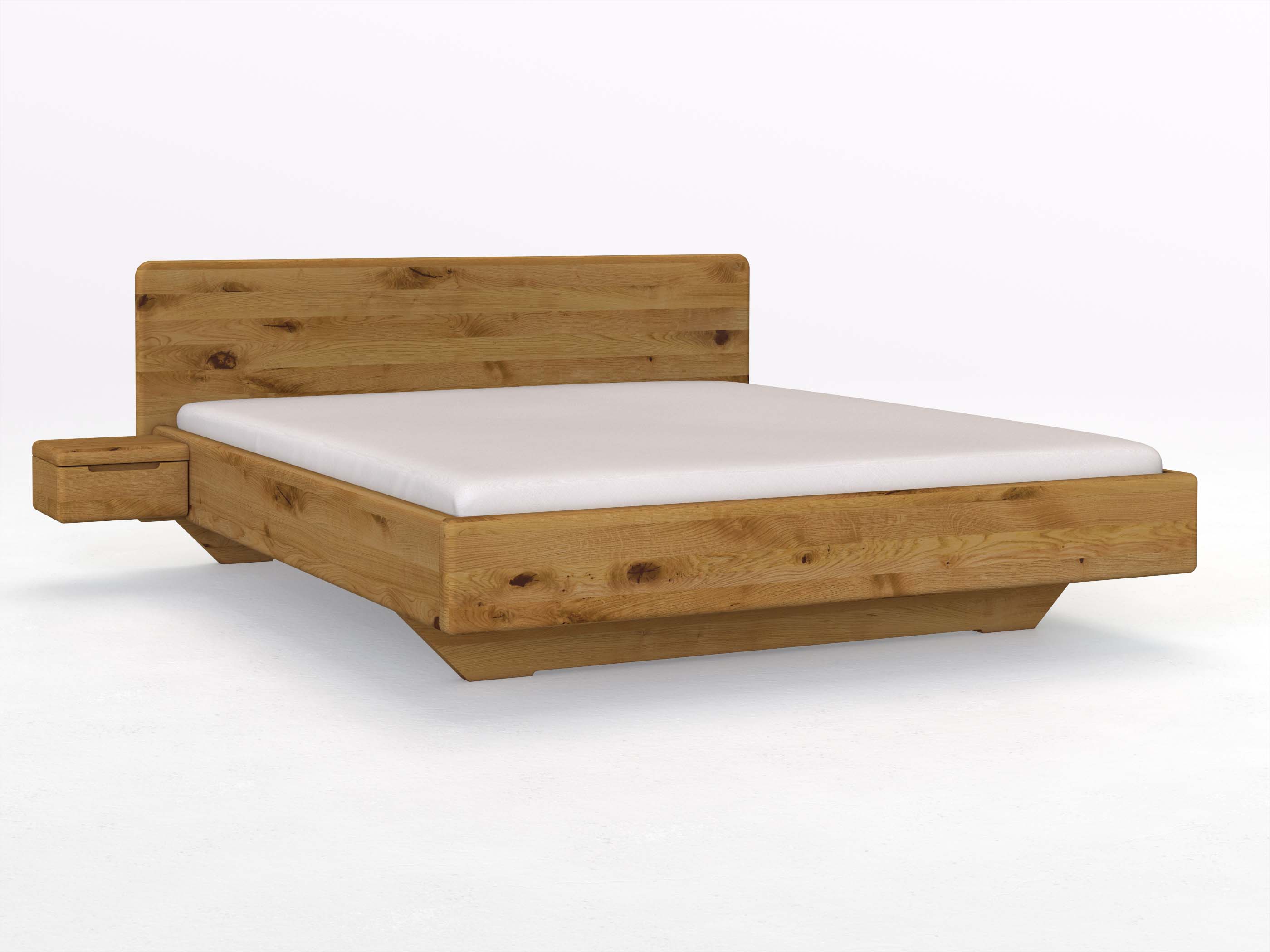 Wildeichenbett „Valentina“ in 180 x 200 cm mit 2 Nachttischen - Griff: Griffleiste B