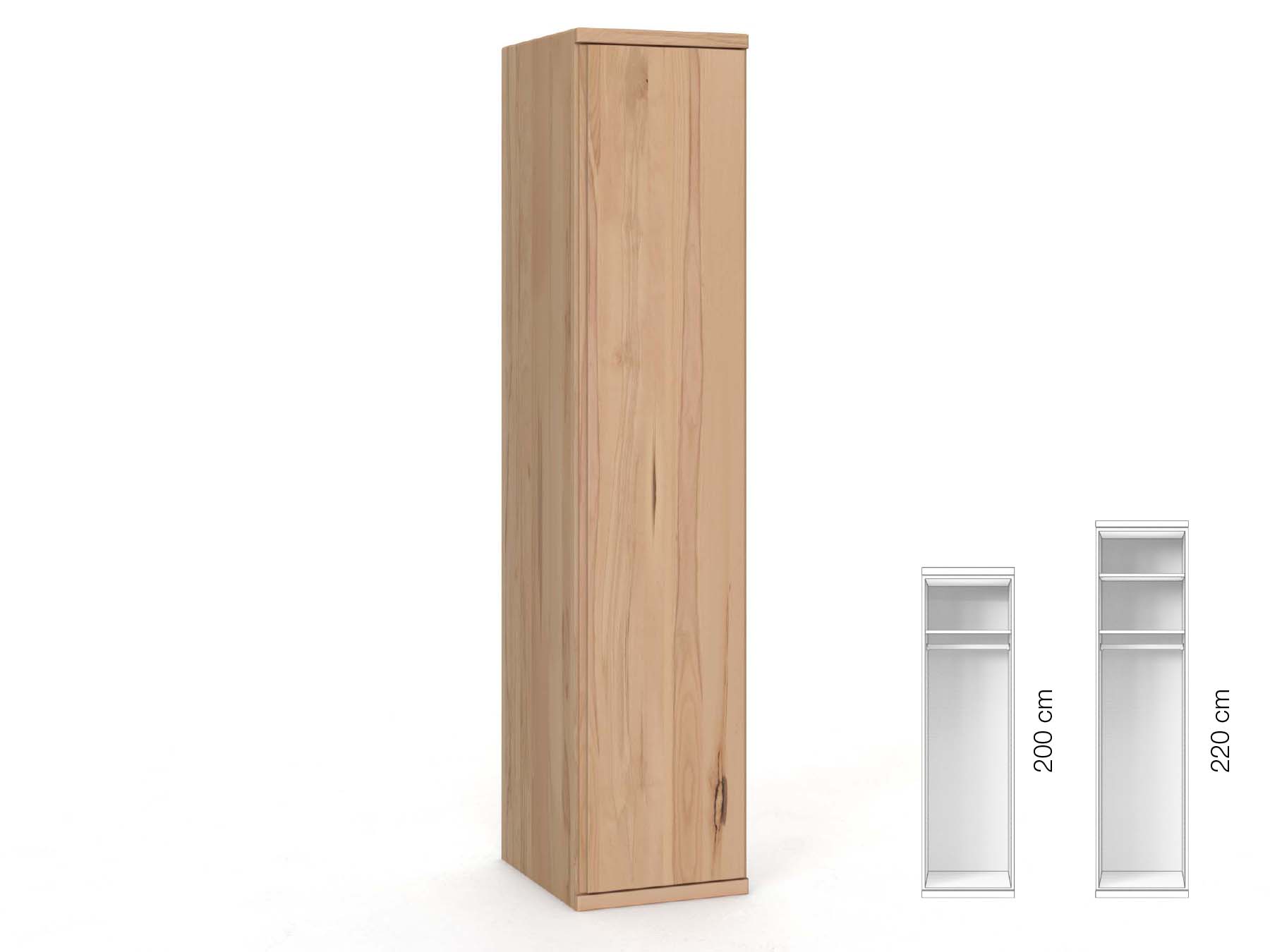 Buchenschrank „Valentin“, 1-türig, Höhe 220 cm, Griffausführung „Patrizia“, Inneneinrichtung: A, Türanschlag rechts