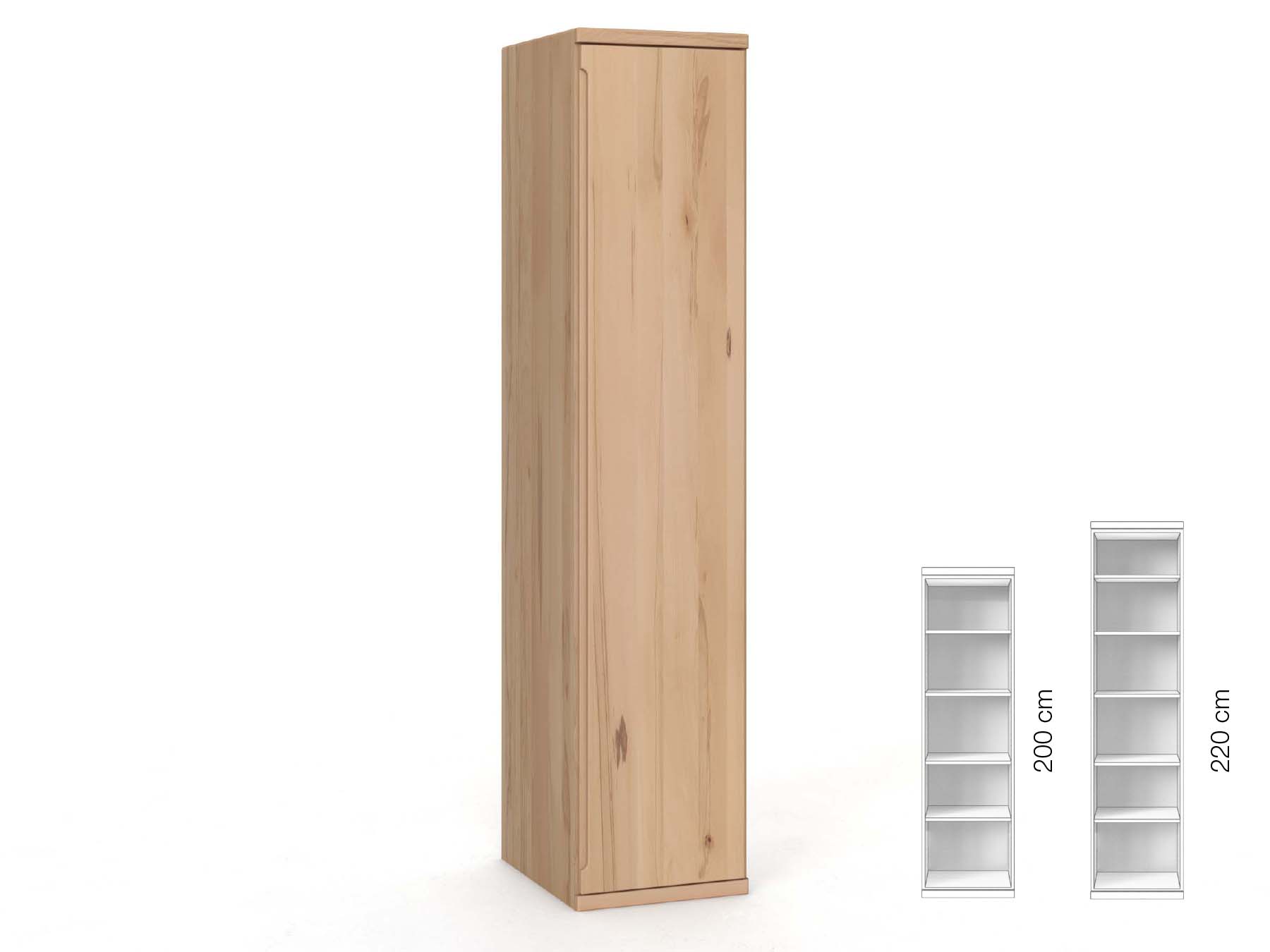 Buchenschrank „Valentin“, 1-türig, Höhe 220 cm, Griffausführung „Lukas“, Inneneinrichtung: B, Türanschlag rechts