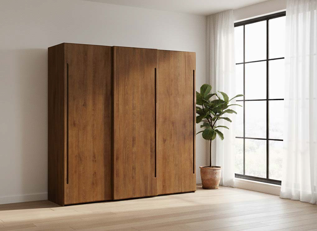 Buchenschrank Dunkle „Viktor", 3-türig, Höhe 220 cm, Griff C