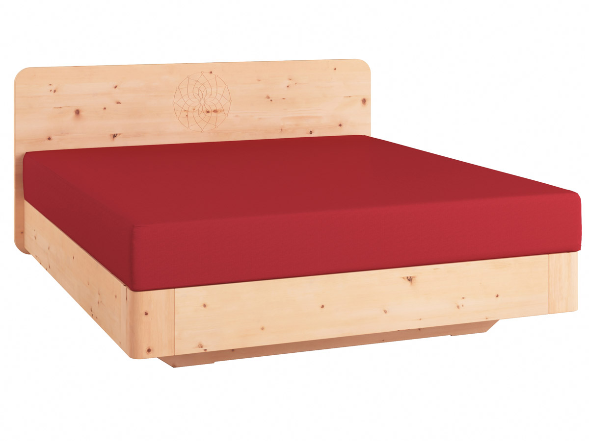 Zirbenholzbett „Clara" Boxspring mit Gravur 180 x 200 cm