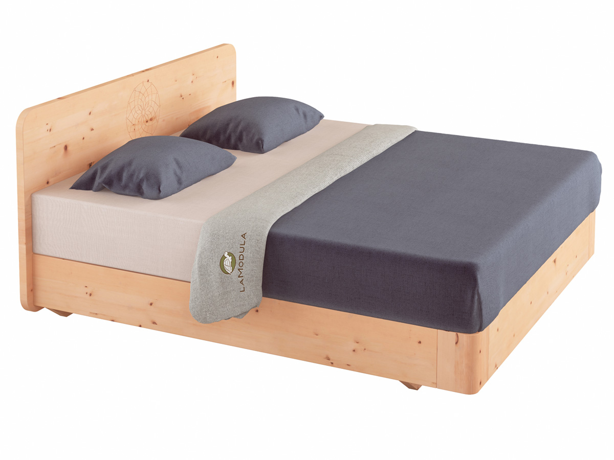 Zirbenholzbett "Clara" Boxspring mit Gravur 180 x 200 cm