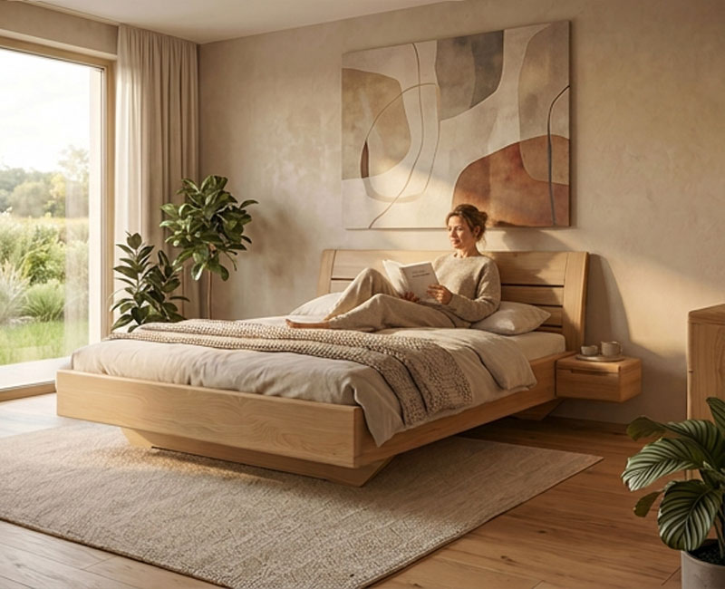 Bett "Belinda" mit geneigtem Kopfteil