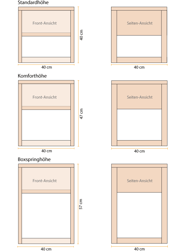 Nachttisch GrÃ¶ÃŸen Skizze