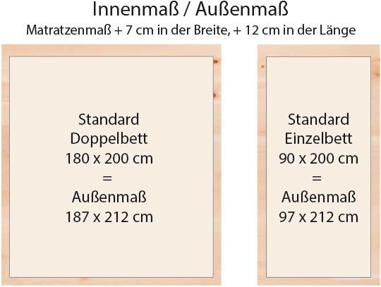 Abmessungen Massivholzbett