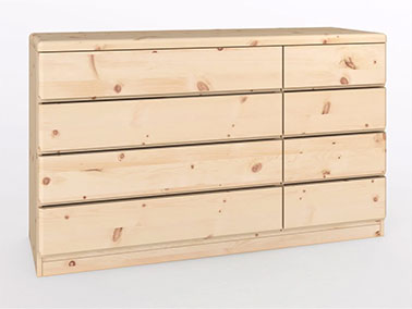 Zirbenkommode "Norbert" 150 cm mit 4 breiten und 4 schmalen Laden
