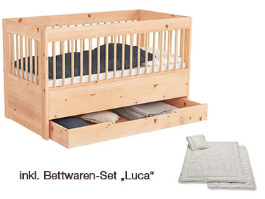 Gitterbett "Paula" mit Unterbettkommode und Set "Luca"