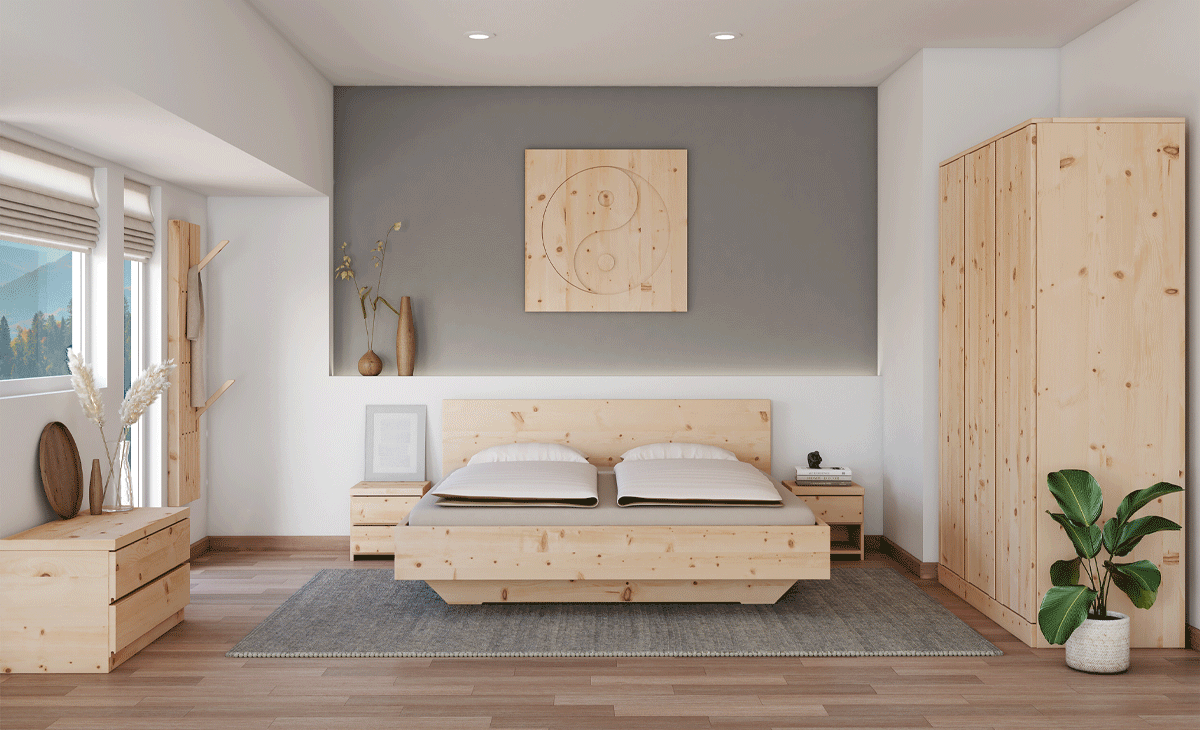 Schlafzimmer mit Massivholzmoebel