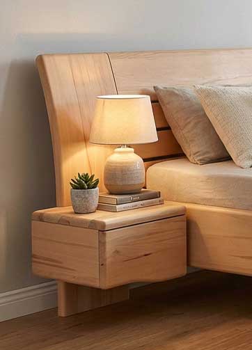 Bett "Bea" Kernbuche mit Nachttisch