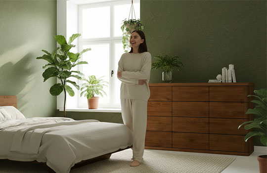 kommode-buche-dunkel-mitdame-schlafzimmer