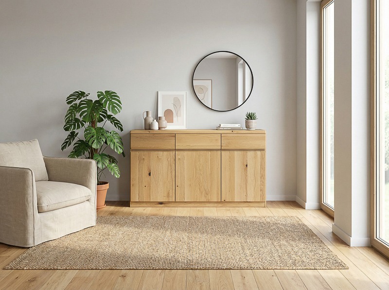 Massivholzkommode "Norbert" Wildeiche hell